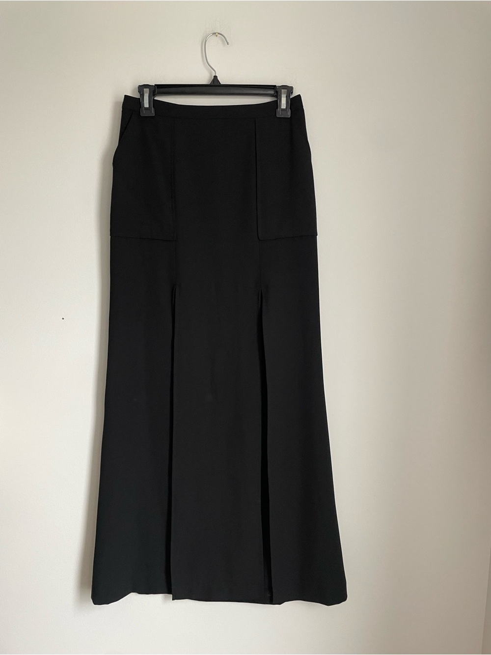 BCBGMAXAZRIA Black A-Line Long Split Hem Skirt Size 2 Sexy Date Night